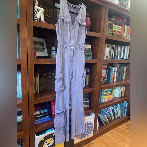 Fashion Nova Lavendar Cargo Jumpsuit - Picture 3 of 6